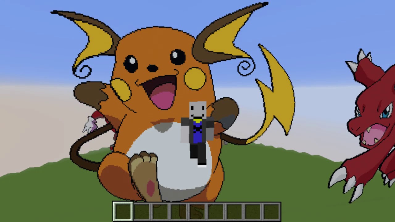 Minecraft Pixel Art Showcase Raichu Pokemon Youtube