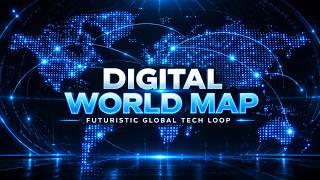 Digital World Map Motion Background | Futuristic Global Tech Loop