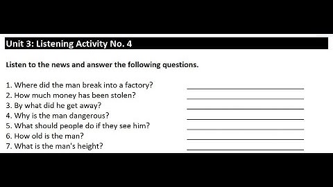 Unit 3: Listening Activity No.4