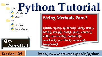 #34 Python Tutorial for Beginners | String Methods Part -2 | split, startswith, endswith, . and more