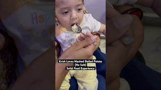 Krish loves mashed boiled potato without salt | Solid food experience | 8 Months old baby