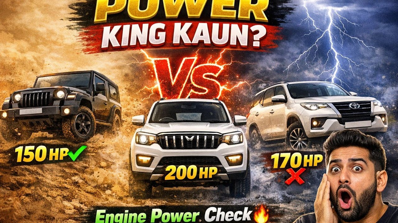 Vah comparison Thar vs fortuner vs Scorpio Khatarnak tarike Se Hui Power check ✔️