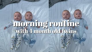 morning routine with 4 month old twins