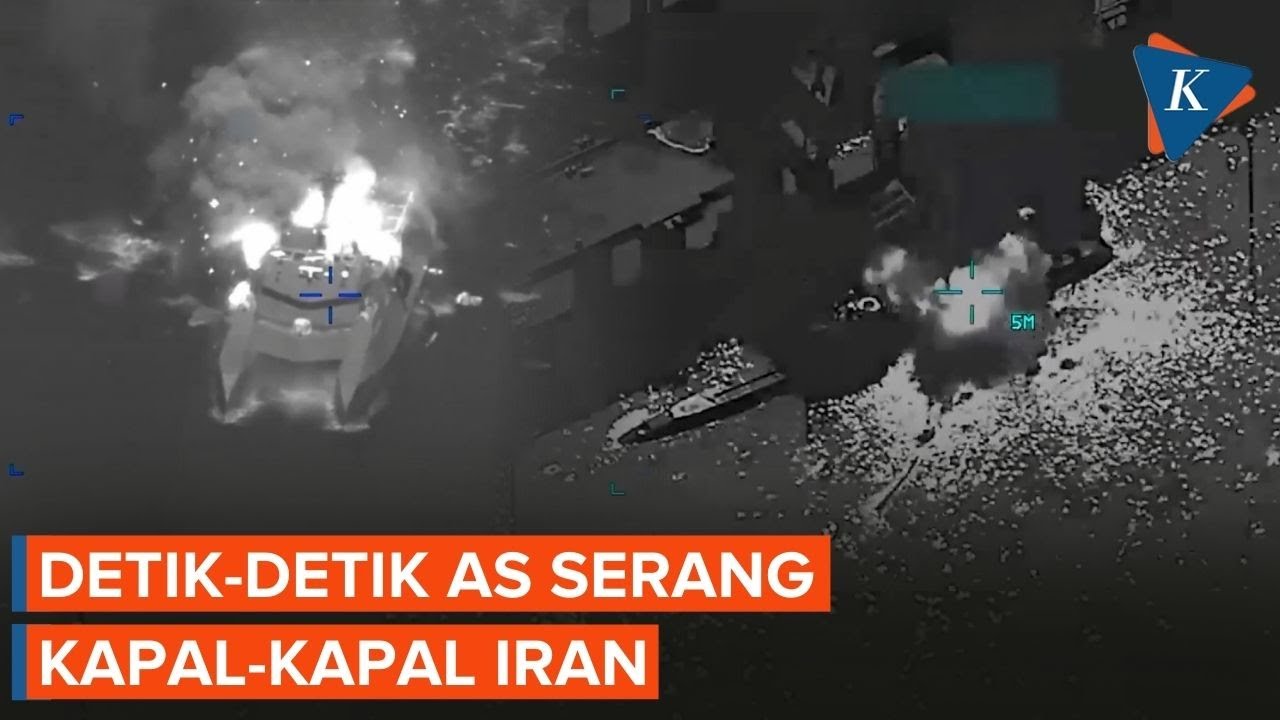 Detik-detik AS Bombardir Kapal-kapal Iran
