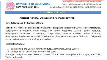 Allahabad University Ma ancient history entrance exam syllabus