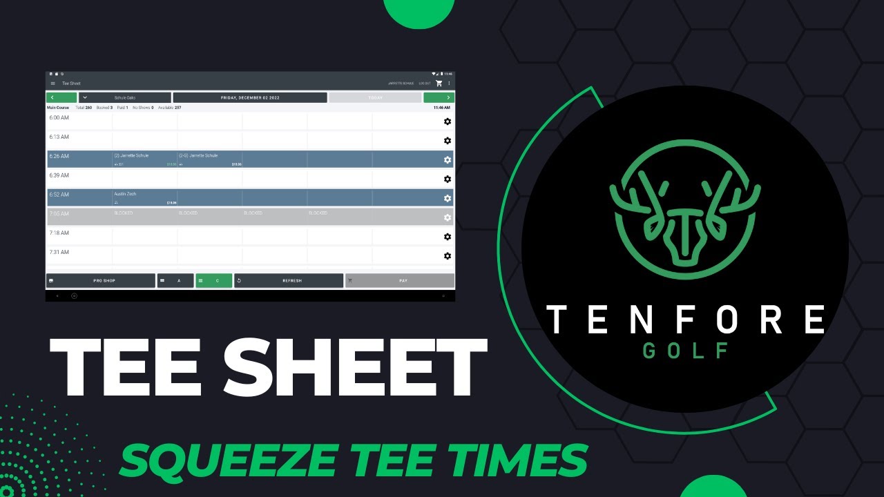 TenFore Golf - Tee Sheet - Squeeze Tee Times