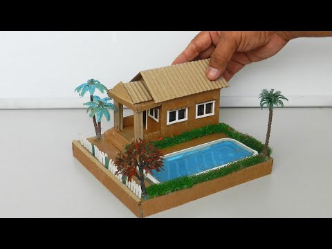 Easy & Quick Miniature Cardboard House with Swimming Pool #159 @BackyardCrafts