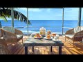 Jazz music by the sea  relaxing jazz music and smooth sea waves  cafe ambience