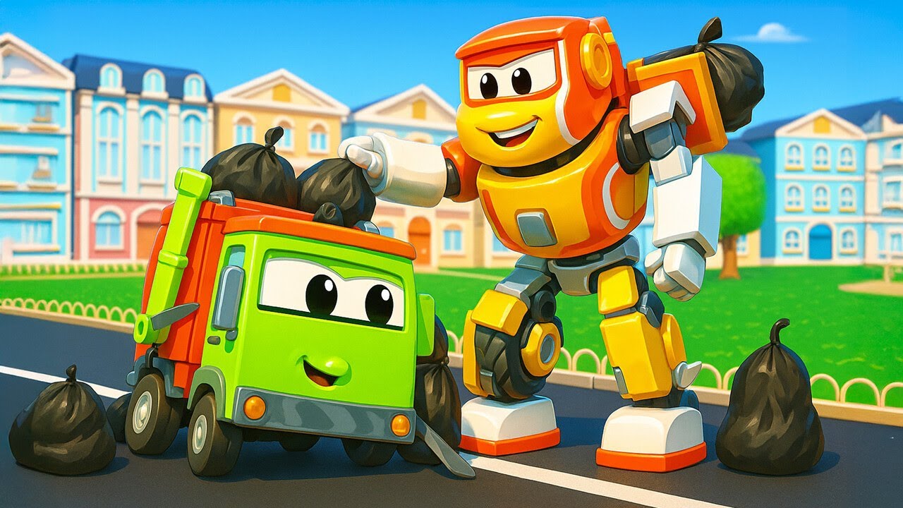 🤖 Super-Roboter räumt die Stadt auf! 🚮 Robofuse | Rettungsfahrzeuge für Kinder