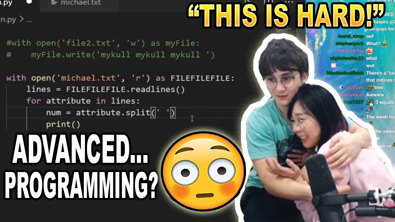 Michael Reeves Teaches Lilypichu Coding #5// Creating Files & Managing Them, Python!