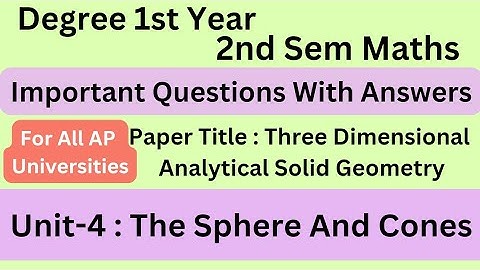Degree 2nd semester maths unit-4 imp questions with answers #three_dimensional_geometry #bscmaths