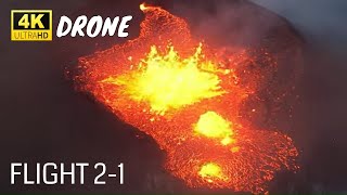 DRONE explores lava fontains and spillovers across the lavafield! Relaxing music 🌋 ICELAND 31.07.23