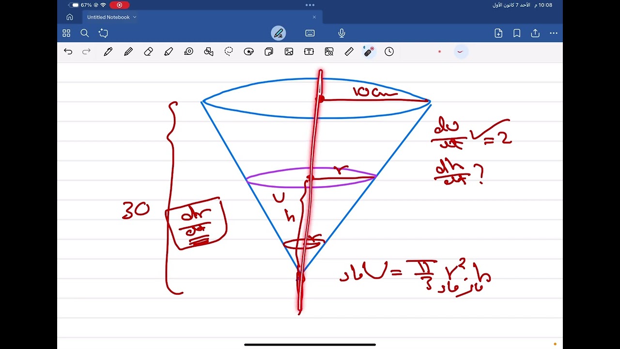 المعدلات الزمنية -مسائل المخروط