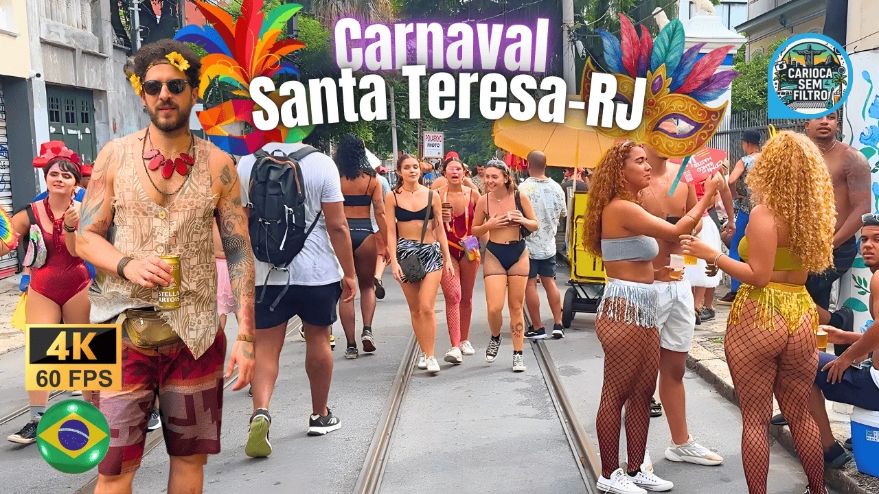 🔥👀O Que Está Acontecendo em Santa Teresa no Carnaval? Andando Pelo Carnaval no Rio | 4K 60 FPS