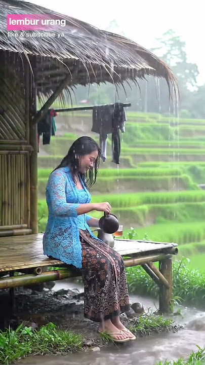 nikmati secangkir teh hangat waktu hujan #hujan #pedesaan #nature #lembururang