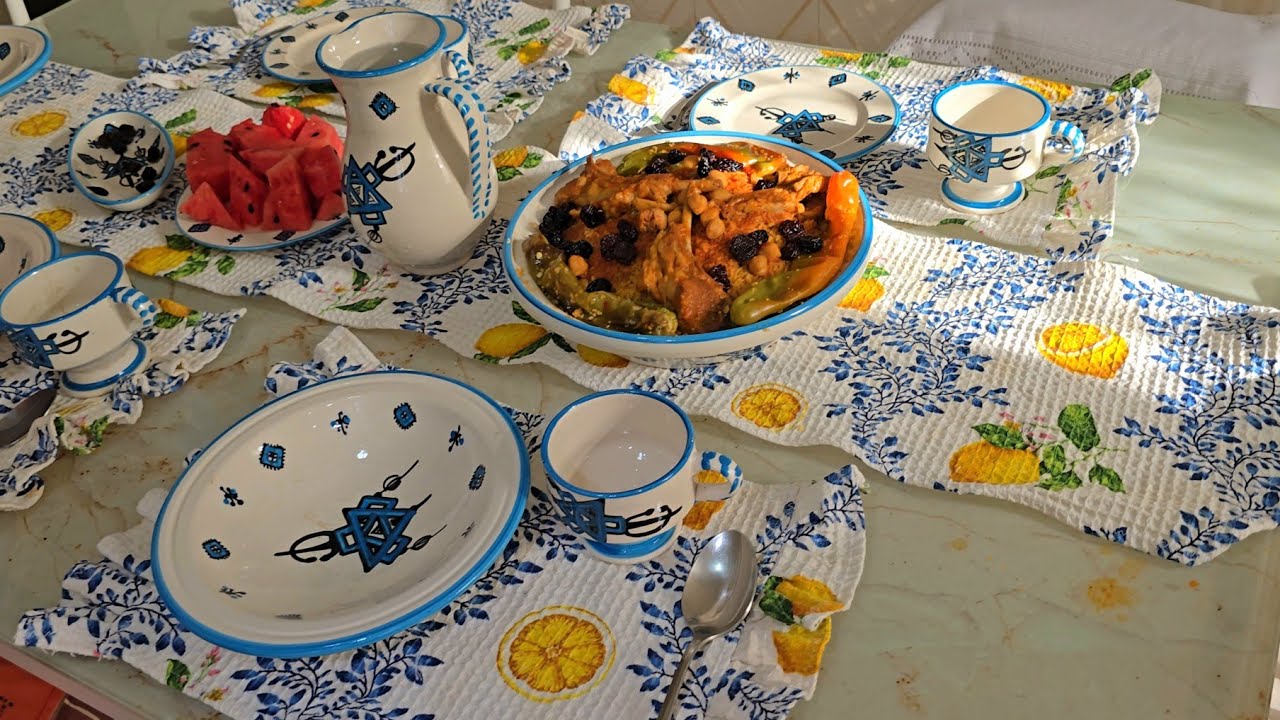 يوم راحة في الدار ، خيطت طقم طاولة 🧵