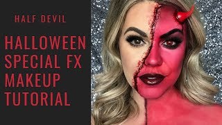HALF DEVIL HALLOWEEN MAKEUP TUTORIAL | Kelseyrae Mua