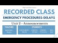 Recorded lesson  emergency proceduresdelays