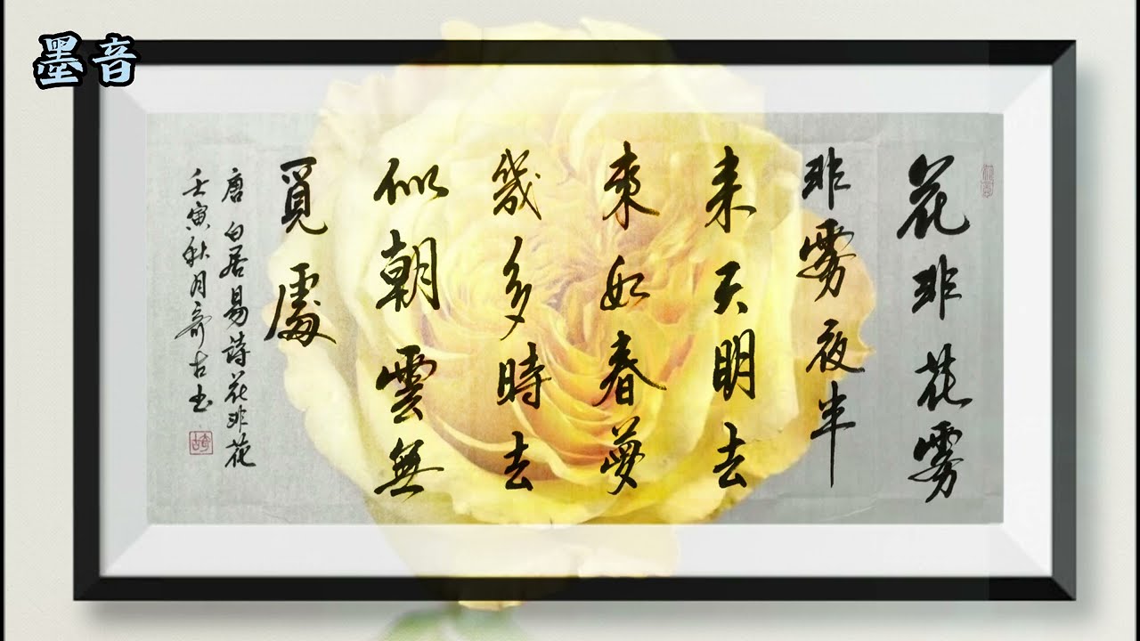 书法禅 花非花 白居易唐诗三百首古诗词朗读书法家毛笔字练习书法教学行书书法艺术calligraphy Youtube