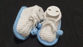 İki Şiş Çok Kolay Bebek Örgü Patik Modeli Yapımı Detaylı Anlatım English Suble