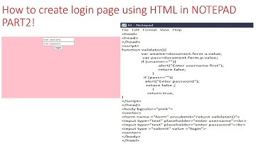 How to create a login page in HTML using notepad part 2