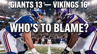 VLOG Giants vs Vikings Final | Week 16 Breakdown, Who’s to Blame & No. 1 Pick Impact
