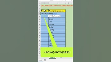 CARA MEMBUAT NOMOR URUT TETAP OTOMATIS WALAU DIHAPUS DATANYA #shots #excel #exceltips