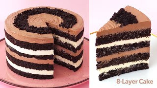 8-Layer Chocolate Cake Moist, Fluffy, And Delicious