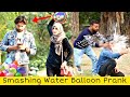 Girl throwing ice water balloons at people prank part 2 crazy comedy 