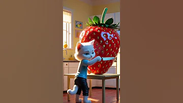 القط عمل ايه مع الفراولة العملاقة Shorts Cat Catstory Kitty Kitten قطط 