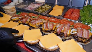 It's really tasty! American Style Bacon Triple Cheeseburger / Korean Street Food
