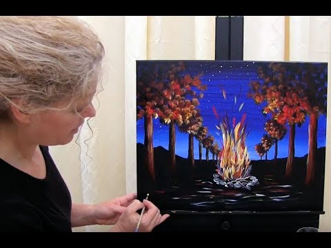 How to Paint a Night Campfire, Paint and Sip at Home