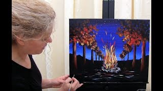 How to Paint a Night Campfire, Paint and Sip at Home