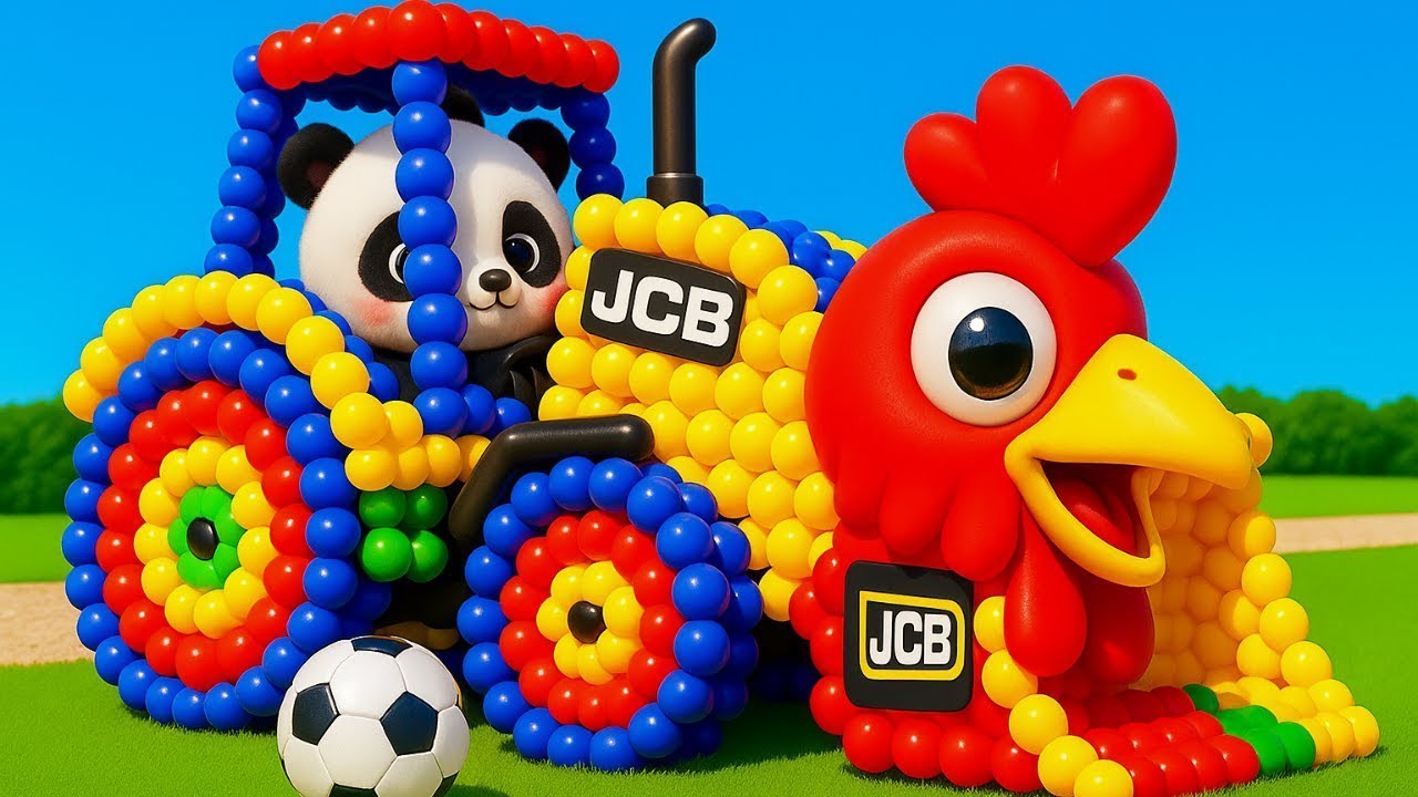The mascot vibrato assistant JCB and Tractor on the football field is popular, co produced 9