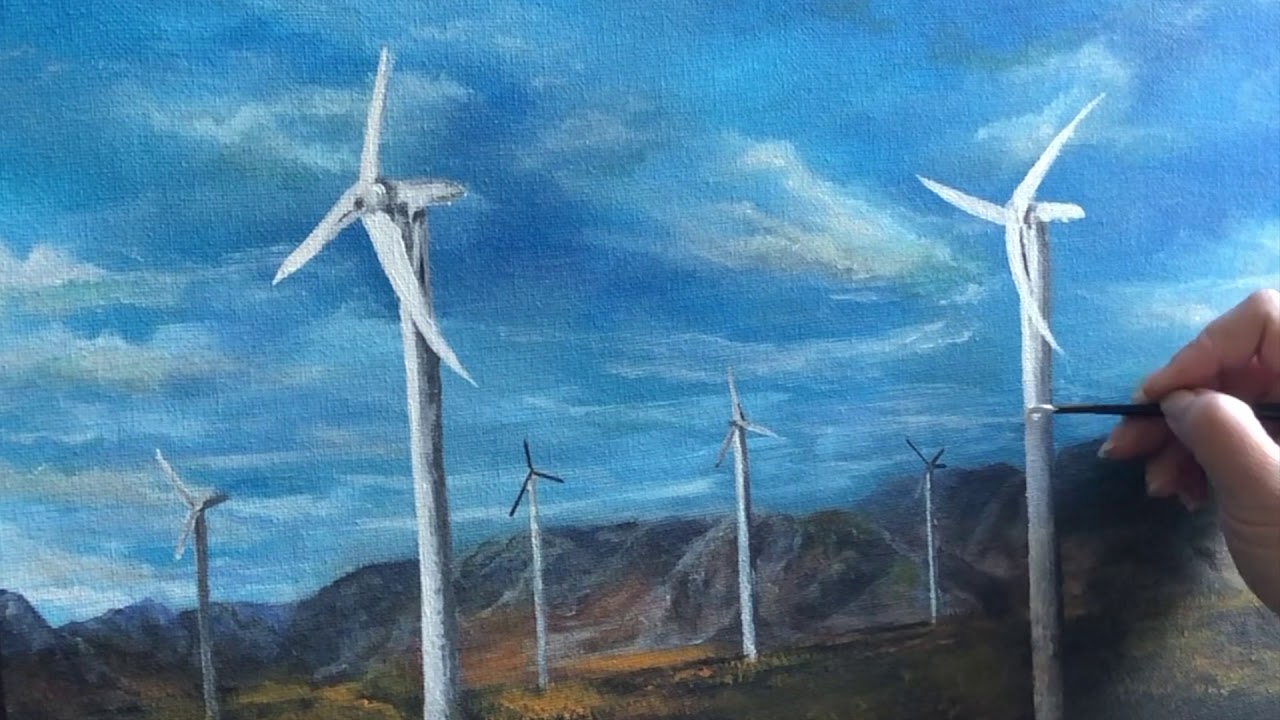 Relaxation Art / Palm Springs Wind Turbines 3 / Vẽ Tranh Máy Quạt Gió Ở  Cali - Youtube