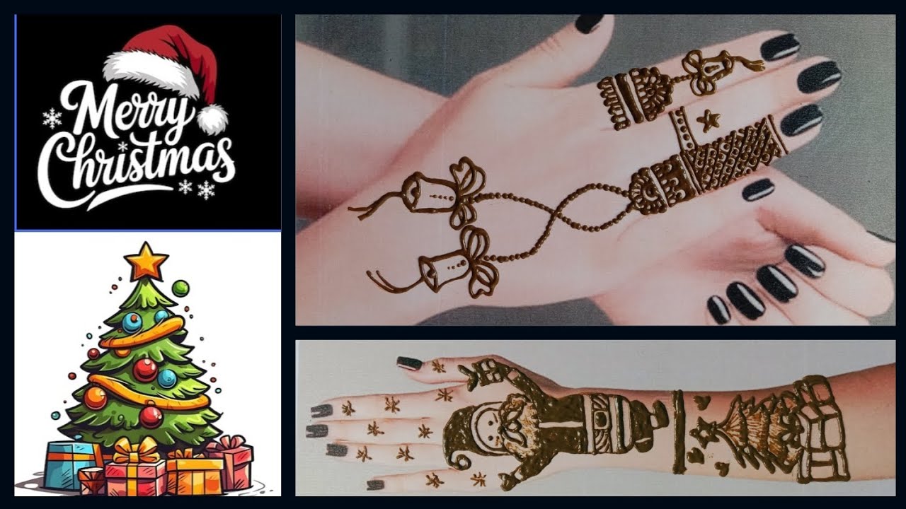 CHRISTMAS SPECIAL MEHNDI (SANTA+🎀+🎄+🔔) HENNA BY RENU ️ - YouTube