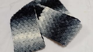 كوفيه/ إسكارف كروشيه رجالي| بغرزه الباسكت المائله Men crochet scarf Basque stitch diagonal