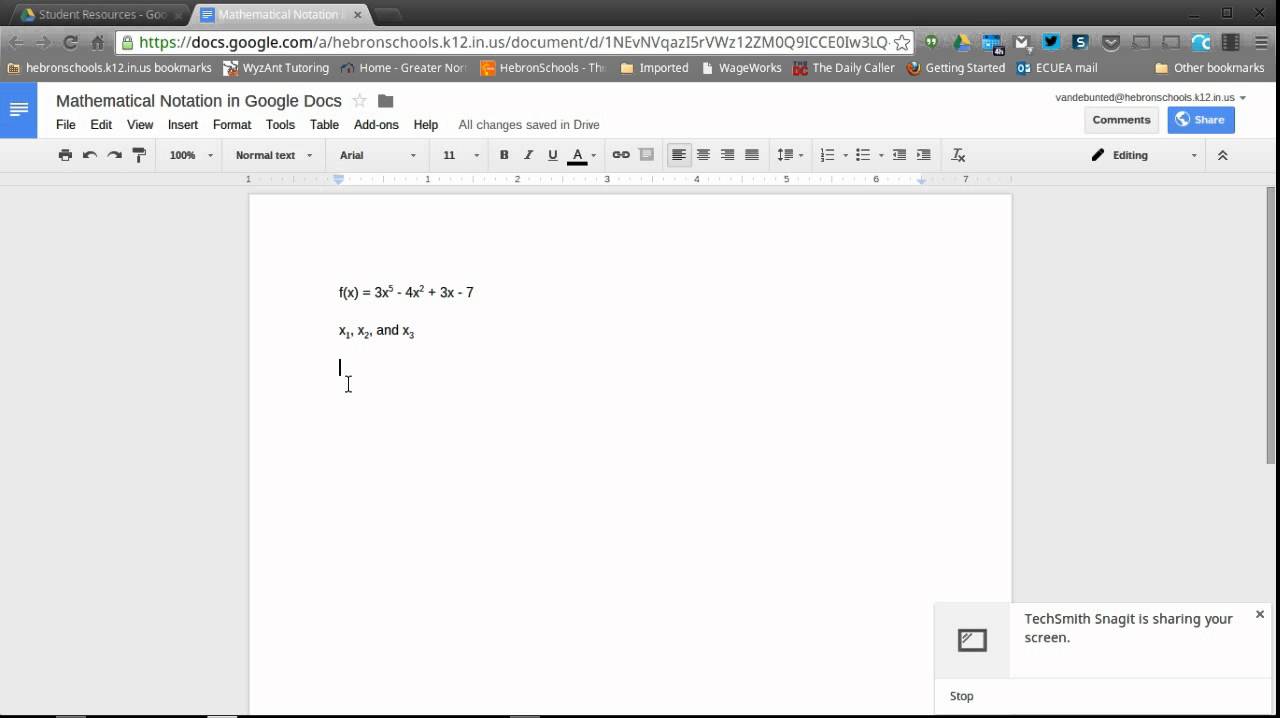 Inserting Mathematical Notation Into Google Docs Part 1 Youtube