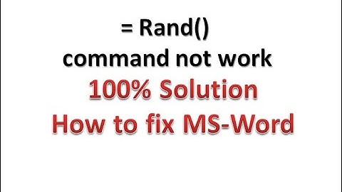 Solved How to Enable Rand Command not work in Ms word