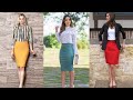 Women Office wear Knee Pencil Skirt n Tops Collection / Stylish Women Office Wear