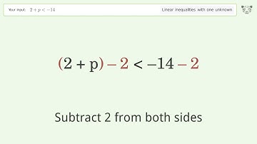 Solving Linear Inequalities: 2+p is Smaller Than -14