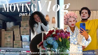 MOVING VLOG l unpack & organize, complete chaos, settling in, decor shopping, trip to ATL...