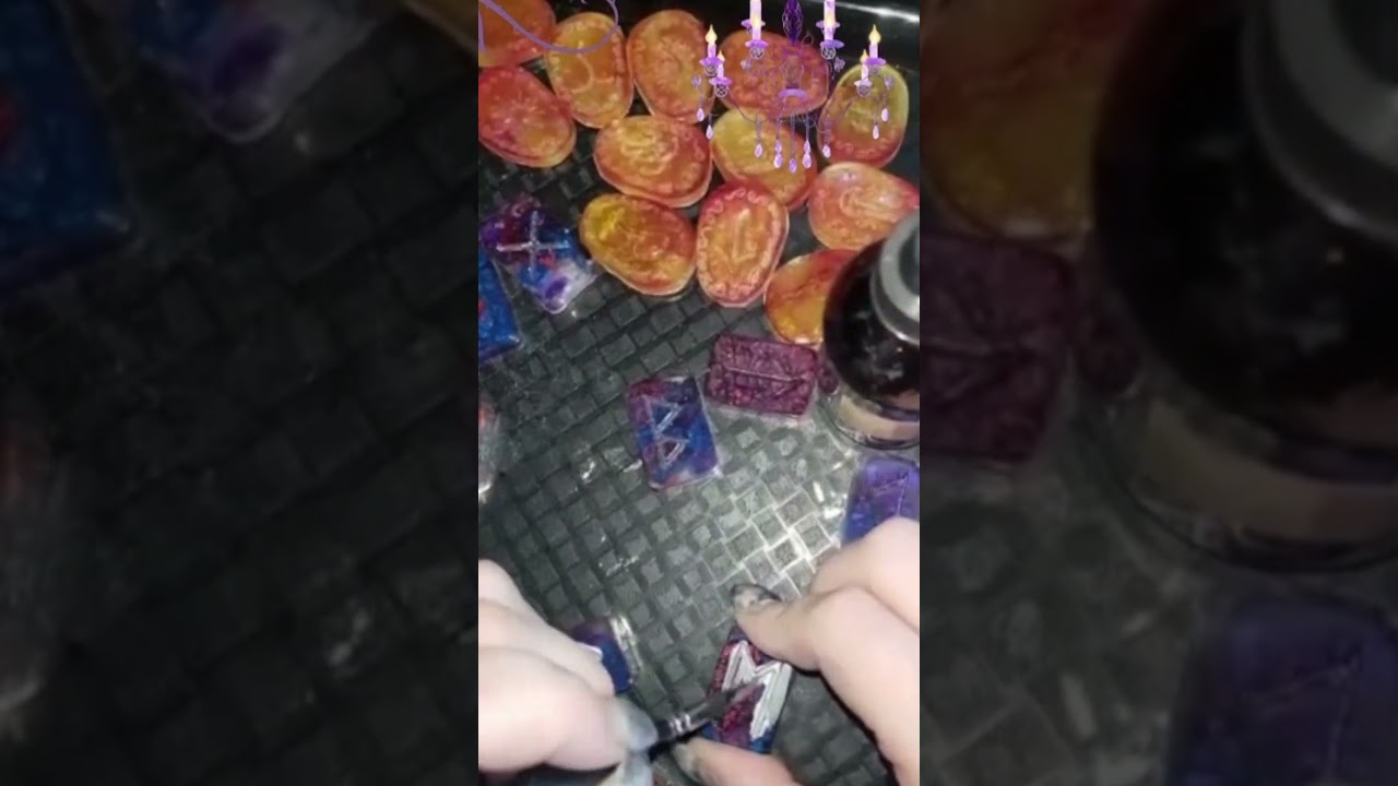 Painting the linework on a new set of Elder Futhark Norse Runes! 