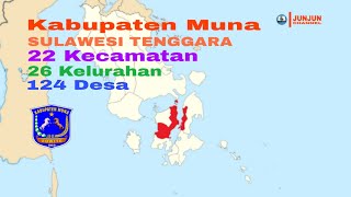 Kabupaten Muna, Sulawesi Tenggara, 22 Kecamatan, 26 Kelurahan, 124 Desa