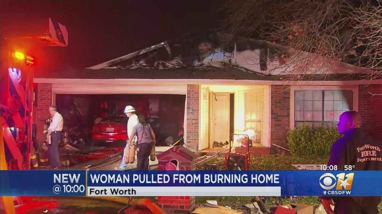 Woman Pulled From Burning Home In Fort Worth - YouTube