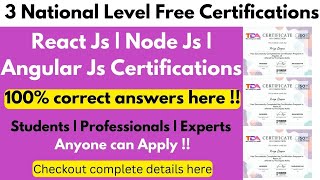 3 Free National Level Certifications | React , Node and Angular Js Certification