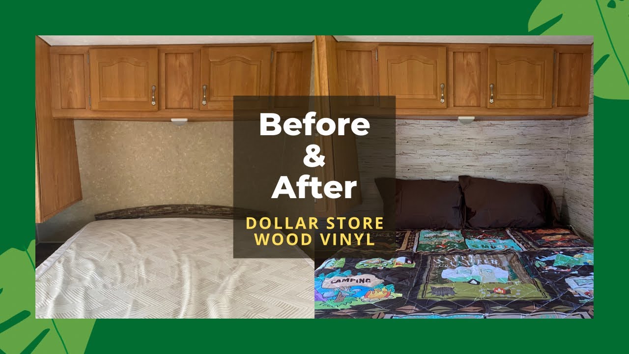 Dollar Store Bedroom Makeover using Faux Wood sticker panels! Time