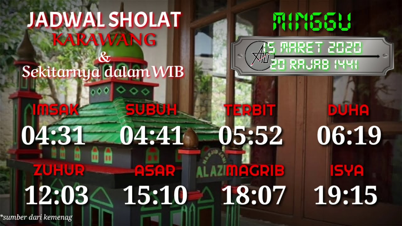 JADWAL WAKTU SHOLAT 2020 A10 Subhani YouTube