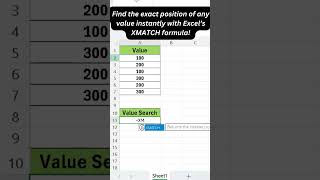 Fine the exact position of any value instantly with Excel's XMATCH formula!#excel #likeandsubscribe