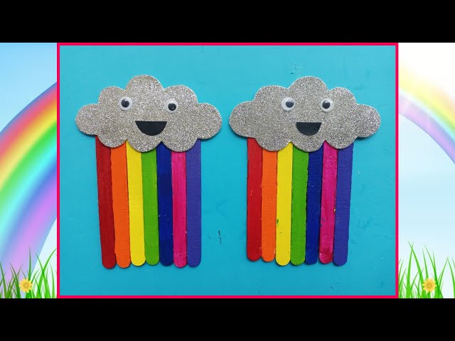 5/1X DIY Kids Crafts Acrylic Ice Cream Sticks Popsicle Gradient Rainbow  Color^
